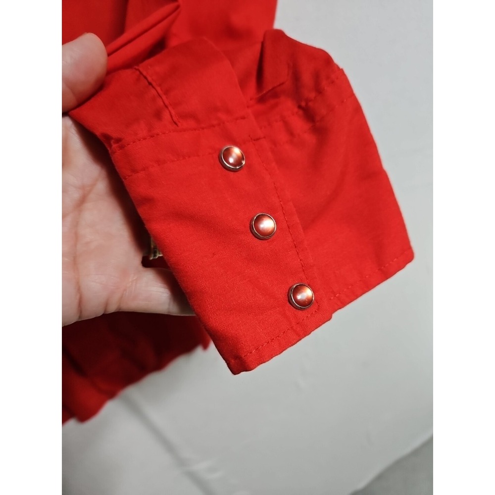 Vintage Karman Pearl Snap Shirt Men Medium Red Western Long Sleeve Cowboy 17X34 - Picture 4 of 10